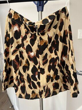 PrettyLittleThing leopard print satin mini skirt